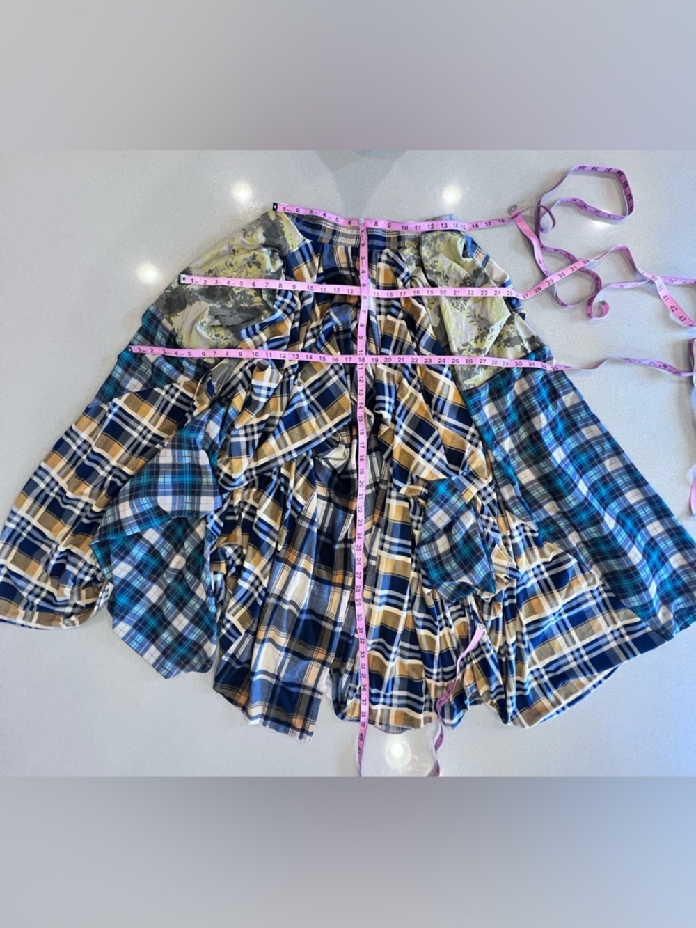 TOV Noir The Damsel's Yellow Plaid Flowing Maxi Skirt Pockets!! Sz EU42 US10 - Picture 11 of 16